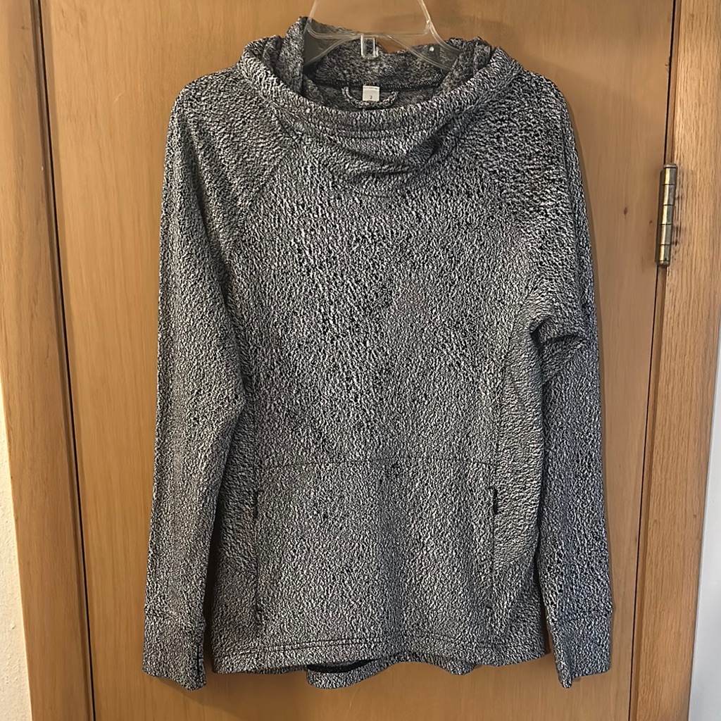 Lululemon Women's Speckled Printed Hooded Sweatshirt Black White Size 2